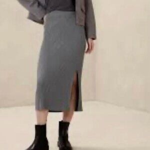 Banana Republic Gray Metallic Sweater Skirt Size Med NWT